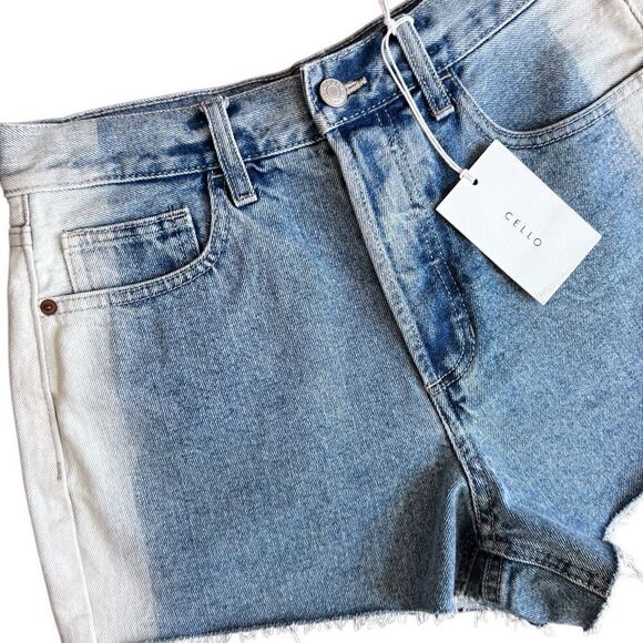 Cello high waist two tone denim jean shorts size medium (NWT) - Picture 6 of 13